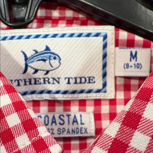 Southern Tide Boys Red Gingham Kids Button Down Shirt sz 8-10 - Picture 3 of 7